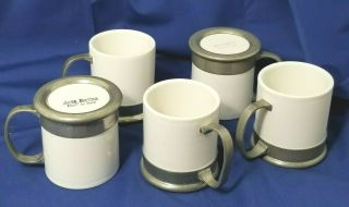 Vintage Arte Italica Pewter Coffee Mug Set Of 5 C1