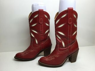 Vtg Womens Miss Capezio Cowboy Red Boots Size 7.  5 M