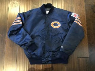 Vintage 90s Starter Pro Line Nfl Chicago Bears Satin Bomber Jacket Men M