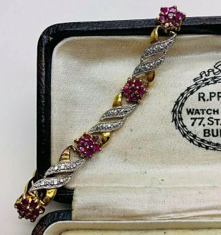 Vintage Jewellery Sterling Silver/gold Plated Ruby Gemstone Bracelet