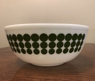 Vintage Mid Century Avocado Green Dot Pyrex 4 Qt Large Mixing Nesting Bowl 404