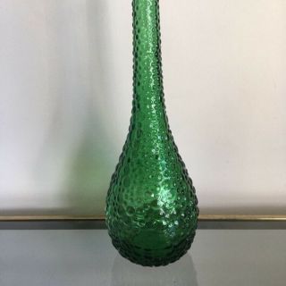 Vintage Green Bubble Genie Bottle Decanter Empoli Olive 22 