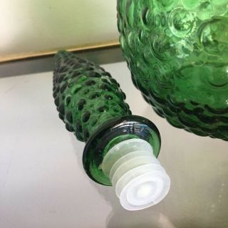 Vintage Green Bubble Genie Bottle Decanter Empoli Olive 22 