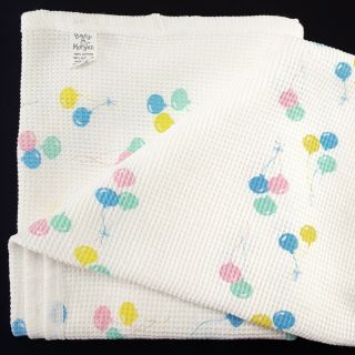 Baby Morgan Blanket Balloons Cotton Thermal Waffle Weave Vintage Usa Lovey 26x36