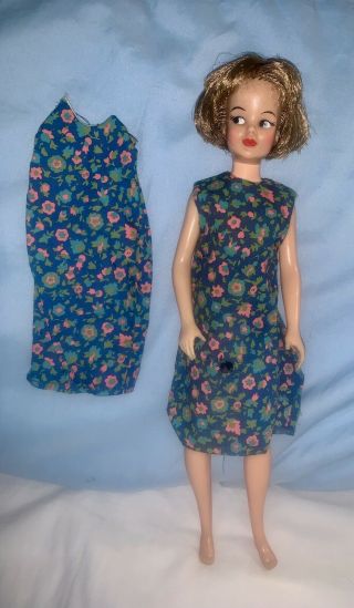 Vintage Ideal 1965 (2) Tammy Doll Mom Flower Dresses Needs Tending
