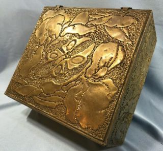 Vtg Trinket Box T&c Chicago Fr&co York Arts & Crafts Hammered Copper C 1910