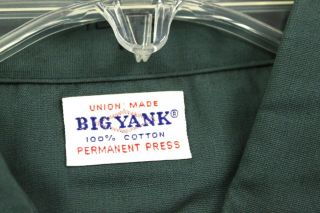 Vtg 1950 ' s BIG YANK Green Work Shirt Deadstock NOS 100 Cotton Union MAde M 3
