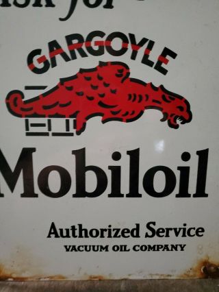 Mobiloil Gargoyle Porcelain Gas Pump Sign Vintage Mobilgas Collectible