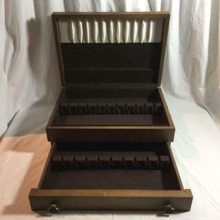 Vintage Silver Flatware Storage Chest Box With Drawer