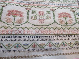 Vintage Hand Embroidered Linen Sampler Panel - 6