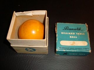 Vintage Brunswick Billiard Table Cue Ball W/original Box