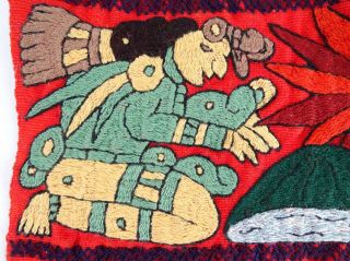 Vintage Aztec Embroidery Native American Indian Folk Art Wall panel 4