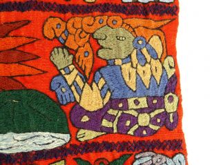 Vintage Aztec Embroidery Native American Indian Folk Art Wall panel 5