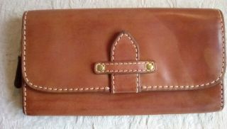 Frye Vintage Olivia Envelope Wallet Thick Brown Leather Db806 4 By 7.  5 " Brass