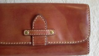 Frye Vintage Olivia Envelope Wallet Thick Brown Leather DB806 4 by 7.  5 