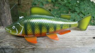 Competition Perch Fish Decoy Carved By The Champion Eric Wallace - Spearing Lure