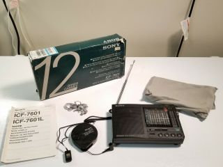 Sony Icf - 7601 Radio 12 - Band Receiver Fm/mw/sw Analog Portable Vintage Antenna