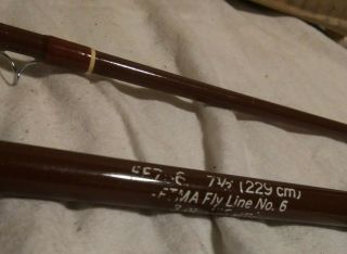 Vintage Fenwick FF756 7 1/2 ' 3oz 6 wt Line Two Piece Fly Rod With ALUMINUM TUBE 2