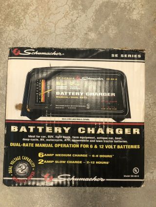 Vtg.  Schumacher 6v/12v Dual Rate Car Marine Farm Battery Charger Se82 - 6 Usa Made