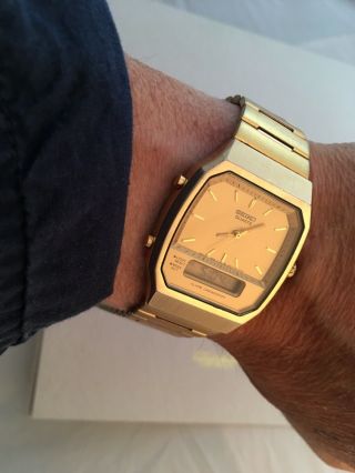 Seiko Digi Analogue Gents Vintage Watch H601 - 5461 Gold Plate Retro
