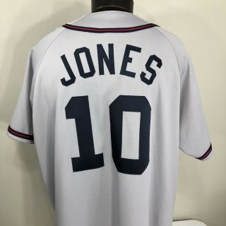 VTG Atlanta Braves Jersey Chipper Jones 10 Sewn Road MLB 90s 2XL XXL Gray 2