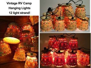 Vintage String Of 12 Lawnware Rv Patio Tiki Retro Lights Hanging Lamp Lanterns