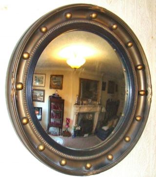 A Vintage Atsonea Round Ball Bobble Dark Gilt Wood Convex Mirror