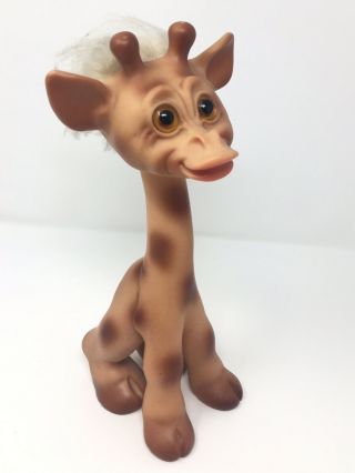 Vintage Rare Thomas Dam Giraffe Troll Doll 12” Denmark Glass Eyes