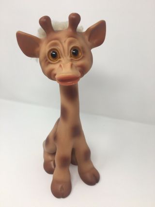 Vintage Rare Thomas DAM Giraffe Troll Doll 12” Denmark Glass Eyes 3