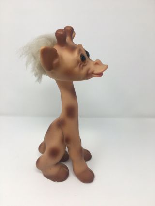 Vintage Rare Thomas DAM Giraffe Troll Doll 12” Denmark Glass Eyes 5