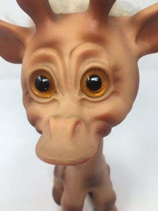 Vintage Rare Thomas DAM Giraffe Troll Doll 12” Denmark Glass Eyes 7