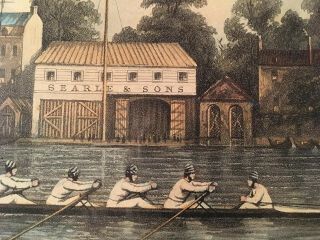 Antique / Vintage Rowing / Regatta Print “ Four Par’d Outrigger” Leander Henley 2