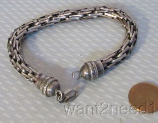 Old Vtg Handcrafted Sterling 8.  5 " Unisex Cable Chain Bracelet Thick Silver 31.  5g
