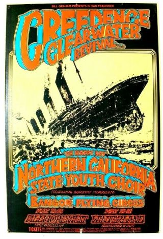 Vtg Fillmore Bill Graham Concert Poster 1st 1969 Creedence Clearwater Revival