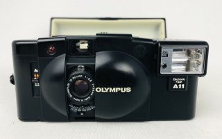 Olympus Xa 2 Film Camera & A11 Electronic Flash Boxed Vintage Japan Self Timer