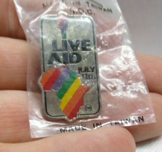 Vintage 1985 Live Aid Concert Promotion Pin In Plastic July 13