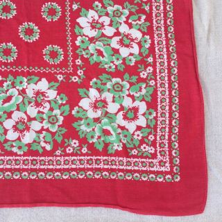 Vintage Bandana - Red Green White - Very Old - No Markings - Soft