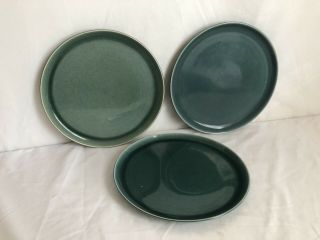 Vintage Russel Wright By Steubenville 3 Pc Set Of Dinner Plates - Teal Blue 10”