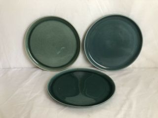 Vintage Russel Wright By Steubenville 3 Pc Set Of Dinner Plates - Teal Blue 10” 3
