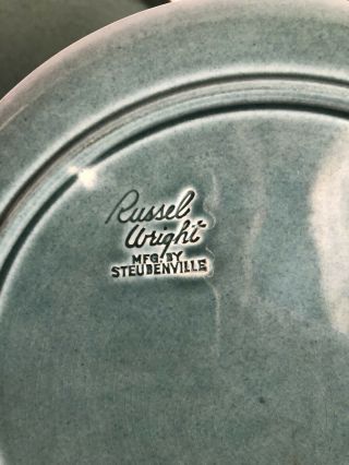Vintage Russel Wright By Steubenville 3 Pc Set Of Dinner Plates - Teal Blue 10” 6