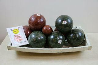Vintage Old Sportcraft Bocce Ball Set Red & Green Balls,  Jack Lawn Bowling