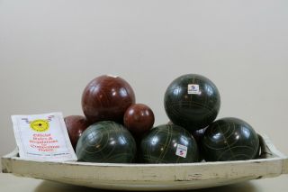 Vintage Old Sportcraft Bocce Ball Set Red & Green Balls,  Jack Lawn Bowling 2