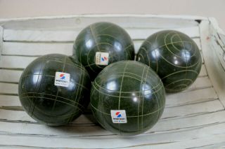 Vintage Old Sportcraft Bocce Ball Set Red & Green Balls,  Jack Lawn Bowling 7