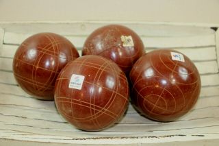 Vintage Old Sportcraft Bocce Ball Set Red & Green Balls,  Jack Lawn Bowling 8
