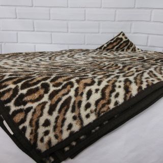 Biederlack Blanket Leopard Animal Throw Cover Reversible 54 " X72 " Vintage Usa