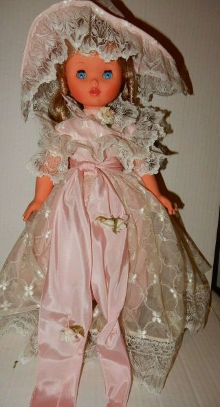 Vintage 17 " Furga Italy Doll Blonde Hair Pink Dress