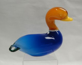 Vintage Murano Italian Art Glass Ring - Neck Duck Figurine - Signed