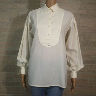 Vintage Escada Misses 36 - Us 6 Blouse Shirt Ivory 100 Wool Popover Style