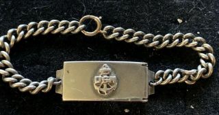 Vintage Wwii 2 Us Navy Chief Usn Military Sterling Silver Identity Id Bracelet