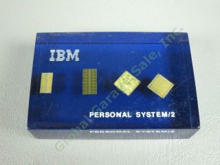 Vintage Ibm Lucite Embedded Computer Chip Paperweight Personal System/2 3 " X2 " Nr